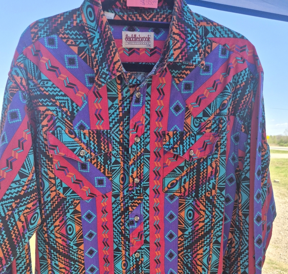 Saddlebrook Men's Purple & Teal Aztec Button-Down Shirt